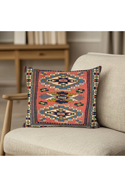 TURKISHRUG KINGDOM غطاء وسادة رمي مزدوج الجوانب منقوش من الكليم