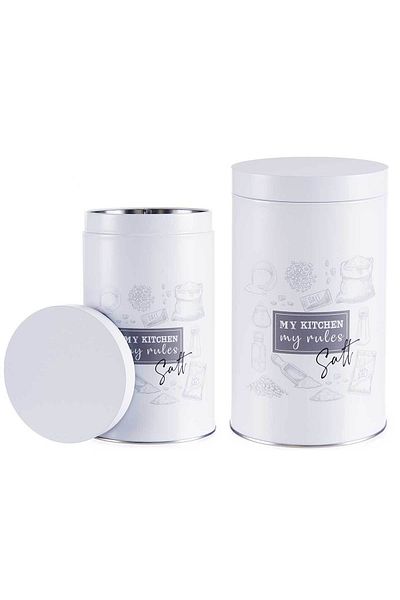 Arte Regale White metal box for salt