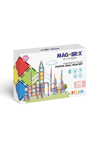 Magblox Magblox magnetic set - 98 pieces, PASTEL ball circuit - Magbrix Marble Run