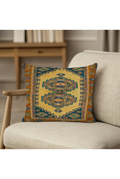 TURKISHRUG KINGDOM غطاء وسادة مربع الشكل عرقي ملون حديث