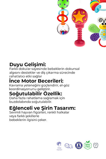 Kiki Bebeğimin Ilk Çıngırakları 4'lü Çıngırak & Dişlik Seti