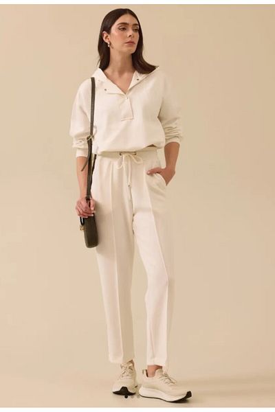 SEÇİL Women's Lace Detailed Pocket Ankle Length Trousers - Ecru