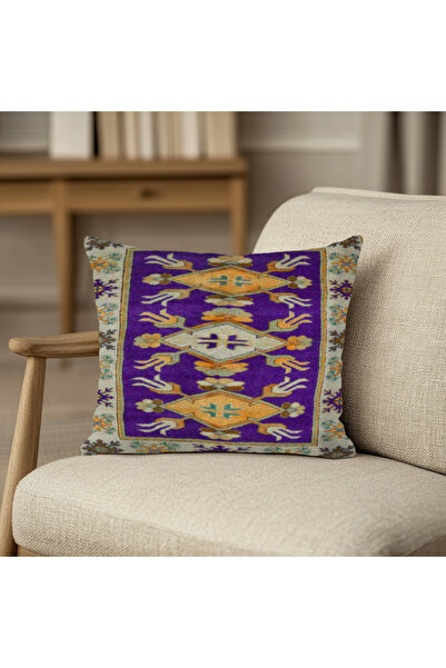 TURKISHRUG KINGDOM مربع غطاء وسادة ملون منقوش على شكل الأناضول