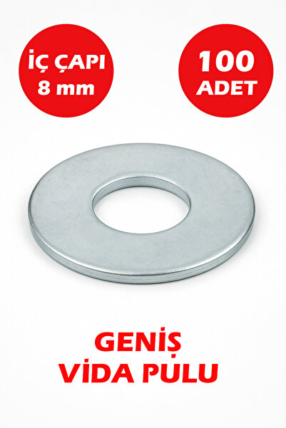 Şenzen Bağlantı Elemanları 8mm Delikli Geniş Pul 100 Adet