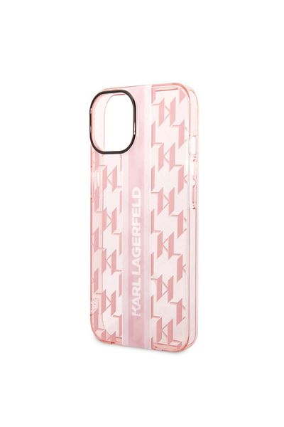 Karl Lagerfeld Carcasă pentru iPhone 14 Plus, carcasă rigidă cu monogramă, roz