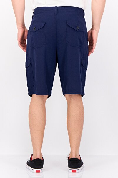 Threadbare Men Regular Fit Plain Cargo Shorts, Navy