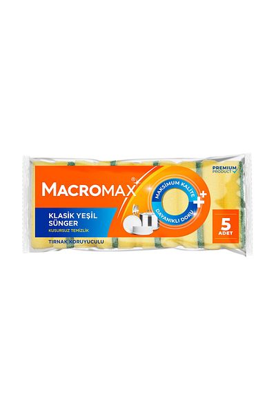 MACROMAX Classic Green Corrugated Sponge 5 Pack