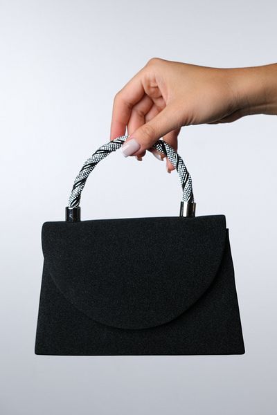 LuviShoes Geanta pentru rochie de seara pentru dama SANDRA cu sclipici negre