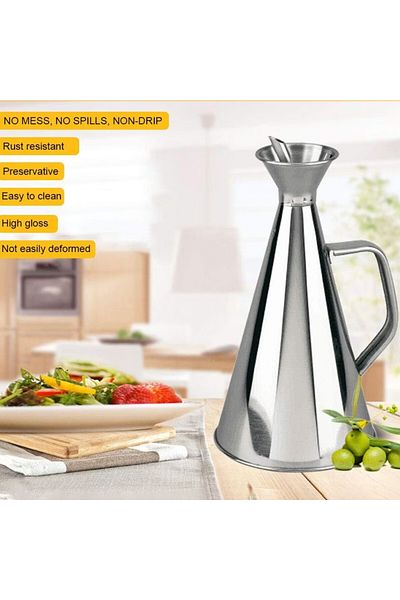 PUFO Recipient elegant din oțel inoxidabil cu mâner pentru ulei și oțet, 500 ml