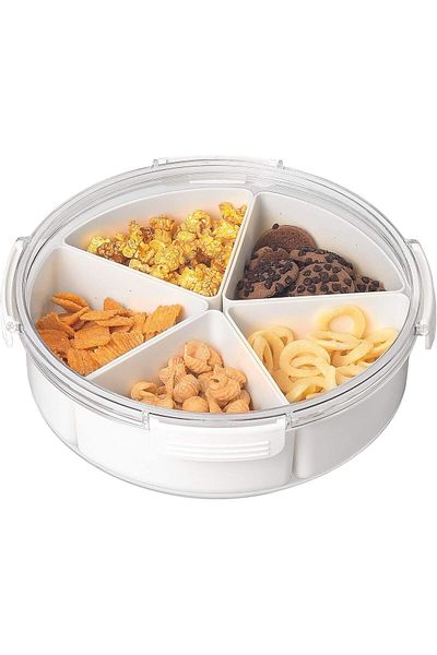 COOYA Multifunctional round storage box, removable partitions, classified storage, easy to clean, white