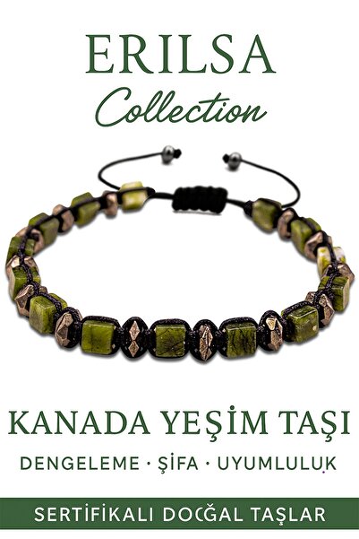 Erilsa Sertifikalı Küp Model Makrome Terahertz ve Kanada Yeşim Taşı Bileklik ...
