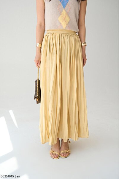 CADDELAMODA Kadın Yandan Fermuarlı Kraşlı Etek