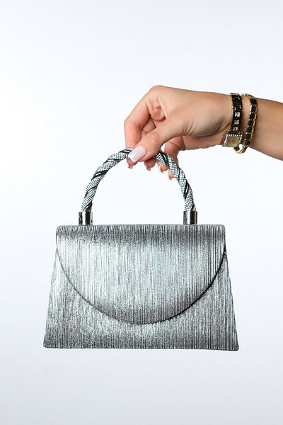 LuviShoes Geanta pentru rochie de seara pentru dama cu dungi SANDRA Platinum