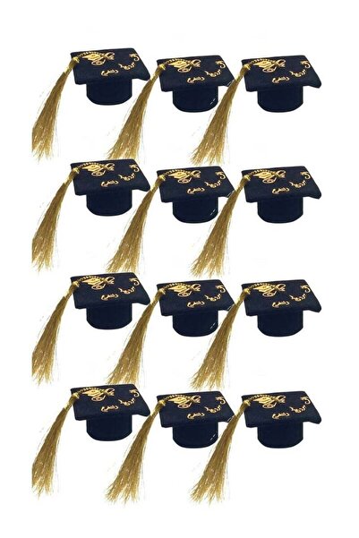 co arma طقم 12 قطعه على شكل قبعات تخرج لتزين حفلات التخرج مع شراشيب ذهبية