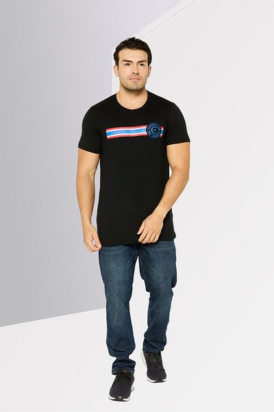 Cerruti 1881 Men Crew Neck Short Sleeves Brand Logo T-Shirt, Black