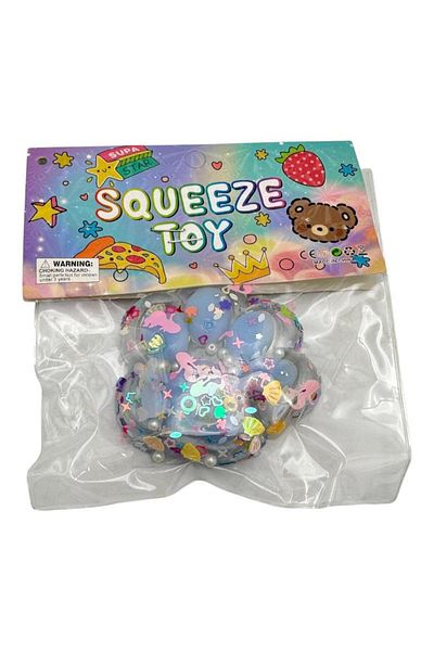BaoBao Squishy Cat Paw Antistress Toy, with Stars, 8x7 cm, 100g, Transparent Blue