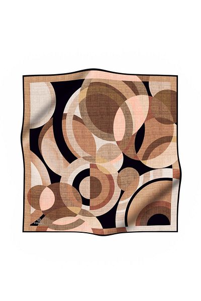 Vissona 100% Twill Silk Circle Pattern Mink Χρώμα 90x90 Κασκόλ Κασκόλ Σχήμα ραφής άκρων Ραμμένο στο χέρι