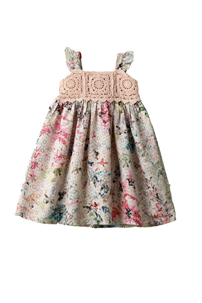 Basicxx Girls Boho Crochet Yoke Sleeveless Dress