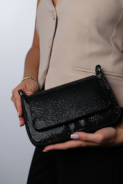 LuviShoes Geantă pentru rochie de seară pentru femei VİAL Black Stone