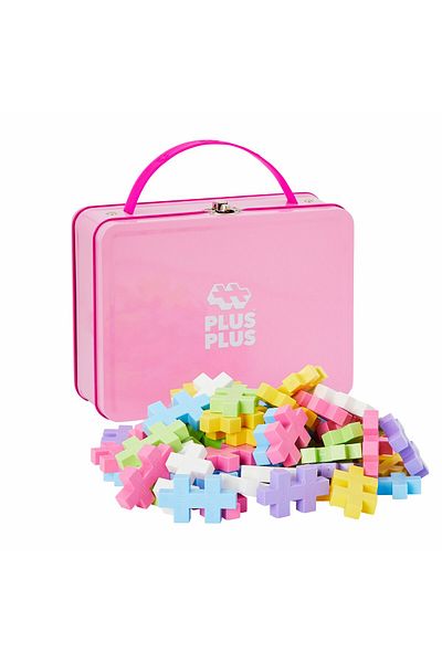 Plus Plus Plus-Plus construction set, 70 large pieces, portable, in metal box, pastel colors