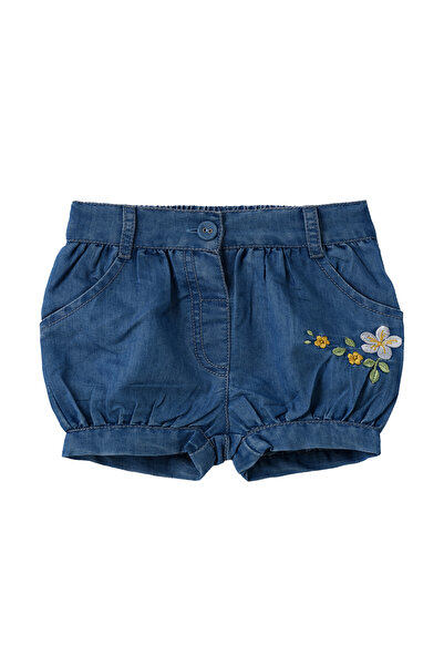 Basicxx Girls Blue Embroidered Bubble Shorts
