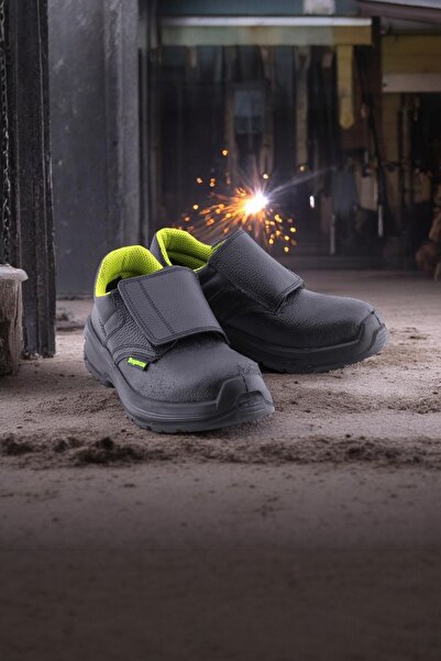 Badem10 İş Ayakkabısı S3 Koruma Sınıfı Cırtlı Deri Çelik Burunlu Kaymaz Tabanlı Güvenlik Kaynak Ayakkabıları