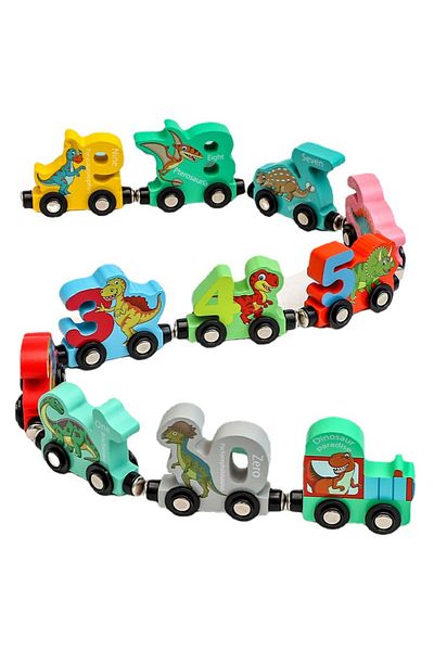 Choice Magnetic Car A 11pcs/sets Magnetic Dinosaur Train Number Wooden Toy Learning Cars With Numbers Color