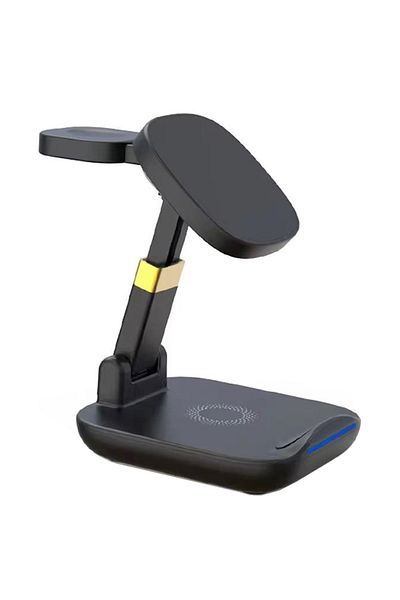 REDz Accessories Suport de încărcare wireless 3 în 1, model T9 G-A27, extensibil/reglabil, magnetic, 18W, negru
