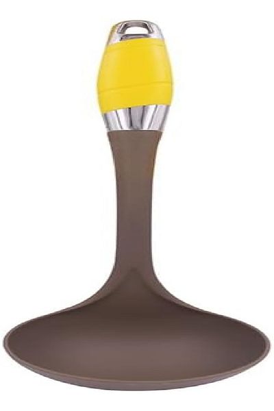 CLASSYTOUCH Nylon Solid Serving Spoon – Grey & Yellow, Heat-Resistant & Non-Stick Cookware Safe