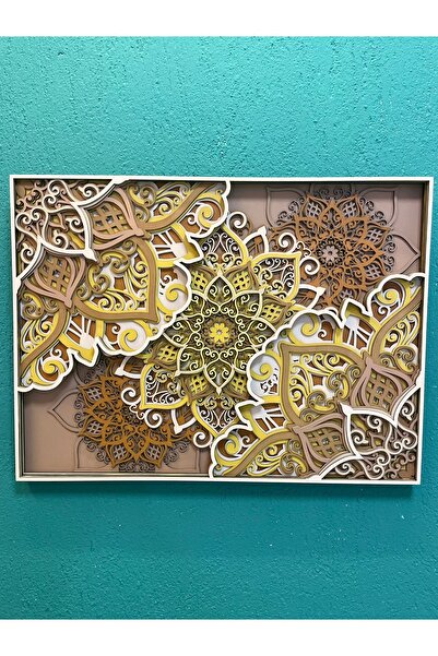 Peony Wood Craft El Yapımı 8 Katmanlı Ahşap Mandala Tablo – Bohem Duvar Dekor...