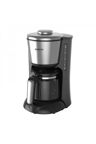 rebune American Coffee Maker 1000W 1.25L - Silver and Black - RE-6-025