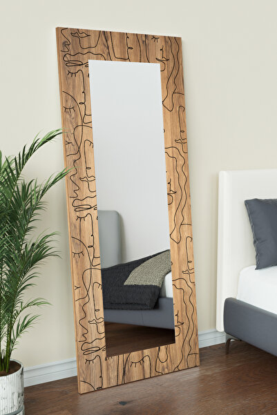 Hediyeler Kapında Minimal faces Desenli Dekoratif Boy Aynası 150x60 cm