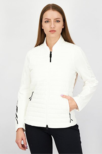 adidas Women Mock Neck Long Sleeve Quilted Jacket, White