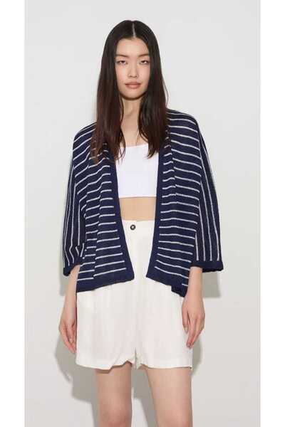 BSB Lurexli örgü çizgili hırka