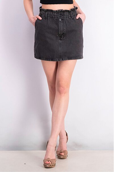 Don't Call Me Jennyfer Women Solid Denim Mini Skirt, Black