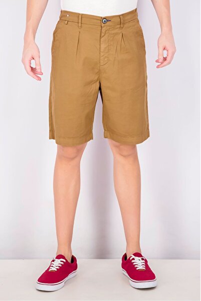 SSEINSE شورت تشينو سادة بحلقات حزام للرجال، بني