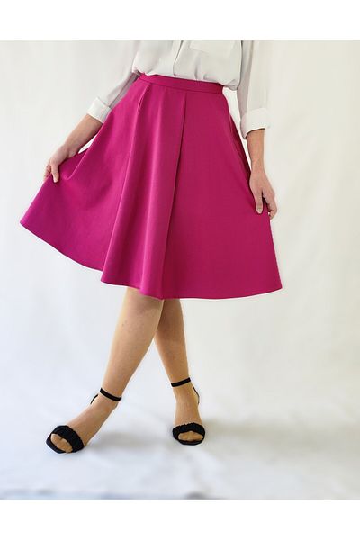 YAXİ Fuchsia Elastic Six Piece Midi Diver Bell Skirt