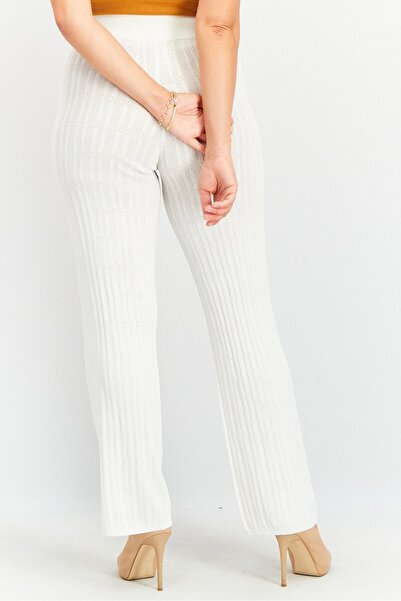 Asos Design Women Wide Leg Knit Pull On Pants, Cream