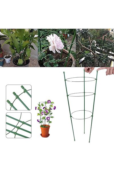 zola Suport pentru plante si flori, forma circulara, 3 inele, diametru 29 cm, inaltime 90 cm, verde