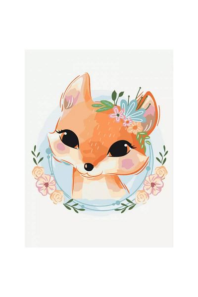 Brushme Painting By Numbers Set 30x40 Cm Little Fox With Brushes And Colors