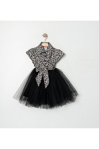 Gocoland Rochie cămașă tutu cu mânecă scurtă cu imprimeu leopard