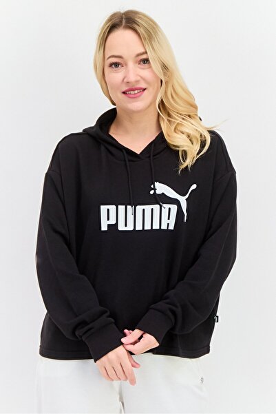 Puma سويت شيرت نسائي بغطاء للرأس بشعار مقصوص من Ess