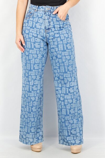 Don't Call Me Jennyfer Women Regular Fit Washed Wide Leg Jeans, Blue