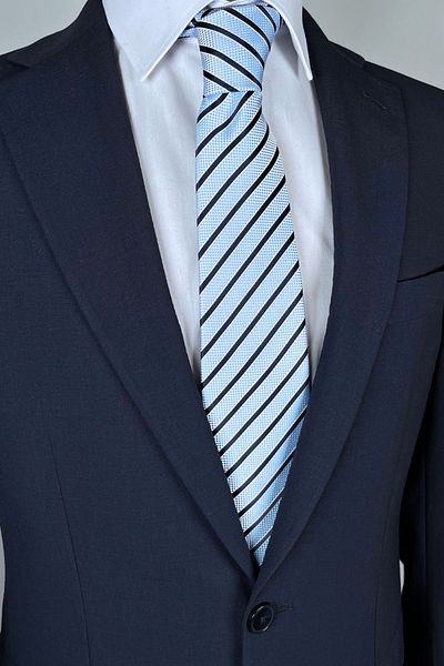 1001 Kravat Blue Slim Striped Tie