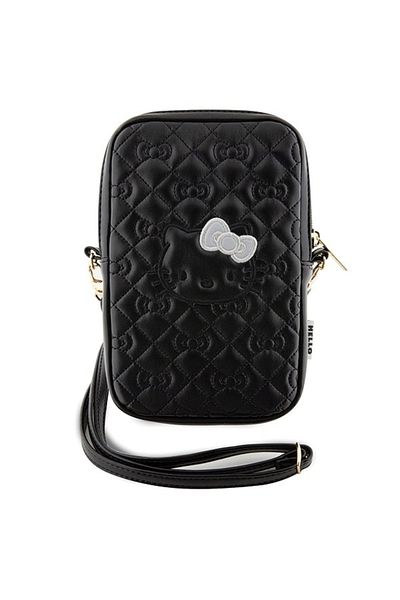 Hello Kitty Bag, Eco-Leather, Quilted Bows Strap, Black