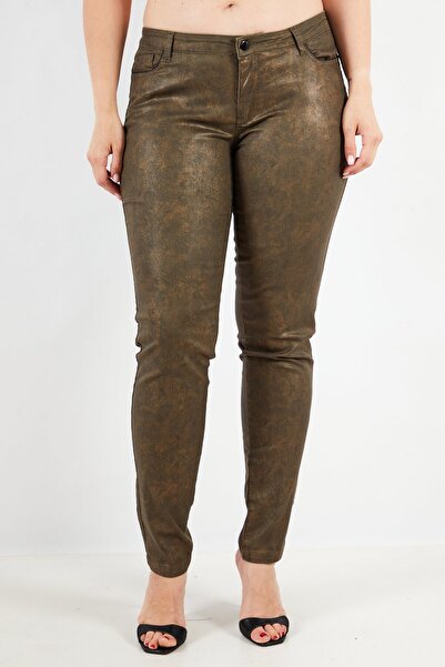 ONE STEP Women Slim Long Fit Textured Pants, Taupe Combo