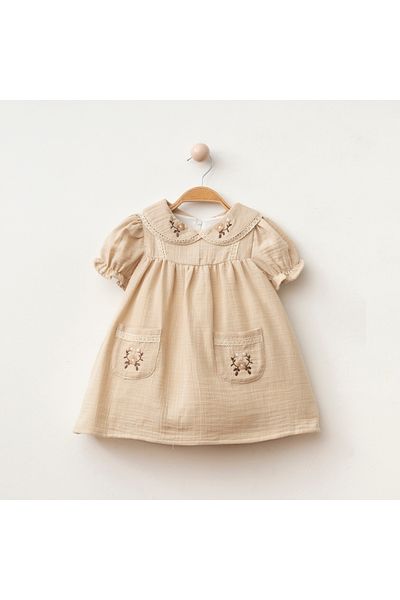 My Lusa Baby Floral Embroidered Muslin Baby Girl Dress