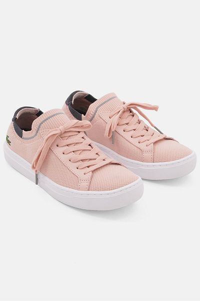 Lacoste Women LA Piquee Lace Up Closure Sport Sneaker, Peach