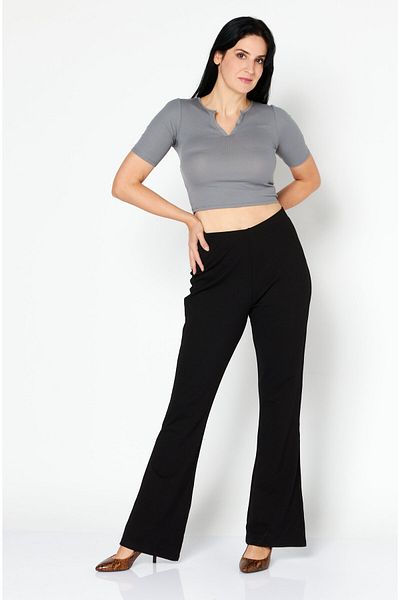 NA-KD Women Bootcut Solid Trouser Pant, Black
