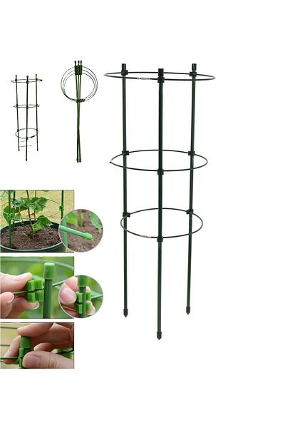 zola Suport pentru plante si flori, forma circulara, 3 inele, diametru 29 cm, inaltime 90 cm, verde
